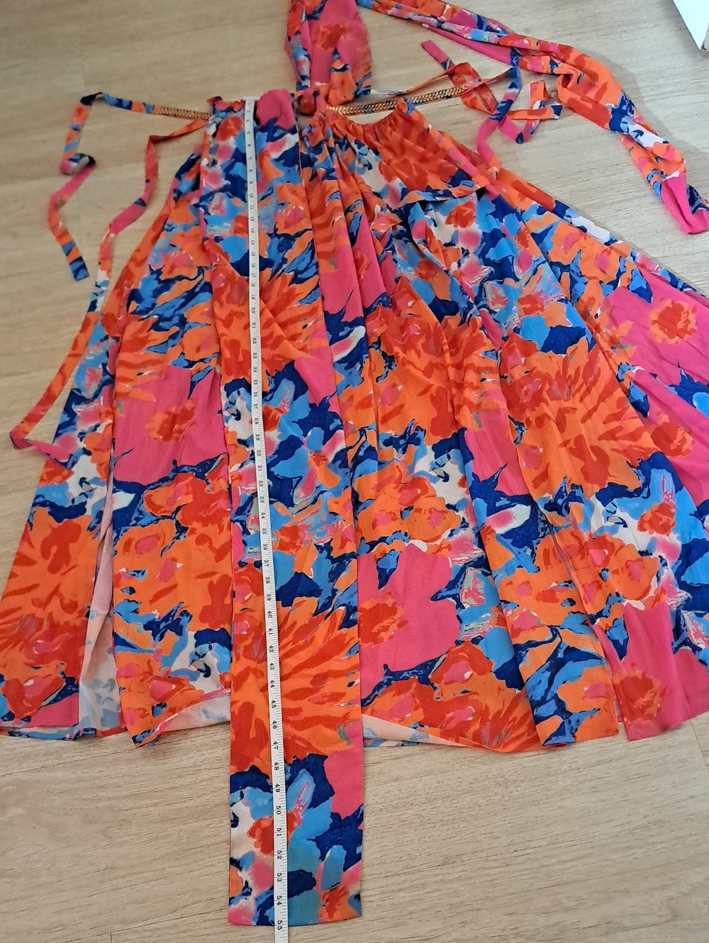 Luxxel Pink & Orange Floral Halter Maxi Dress - Picture 10 of 12